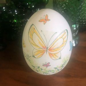 Vintage Hand Painted Porcelain Bisque Egg